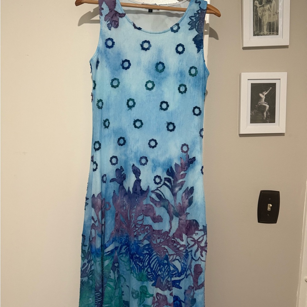 Blue Sleeveless Scoop Neck Sundress